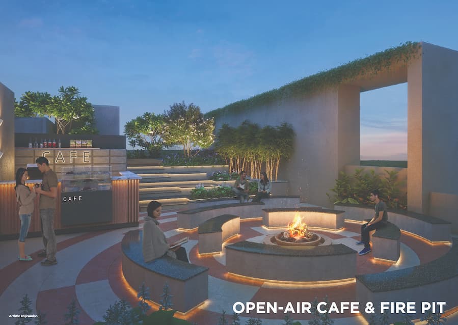 Open air cafe and fire pit